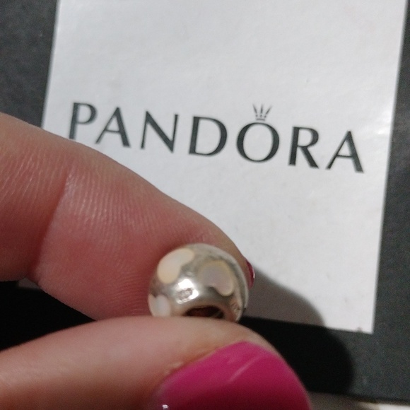 Pandora Love Me White Mother of Pearl Hearts Charm 925 ALE 790398mp - Picture 6 of 7